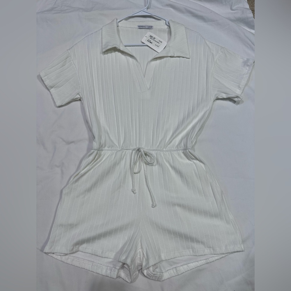 Kendall Lane Off-white Ribbed Women's Jumpsuit